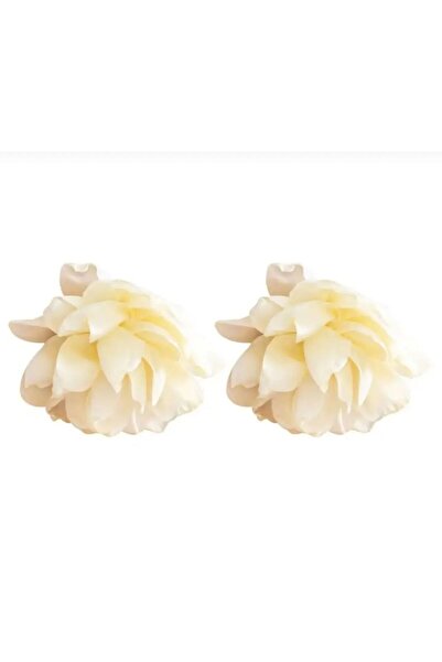 Lines Bijuteri Stylish Bride - Large Flower Satin Earrings