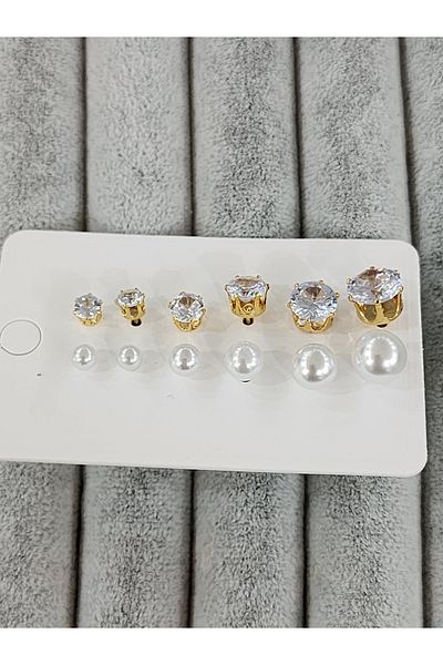 Aylish Bijuteri Gold Steel Earrings for Twelve and Stones