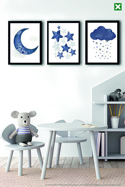 TABLOX Set de pictură modernă din MDF cu aspect de cadru din 3 piese cu temat...