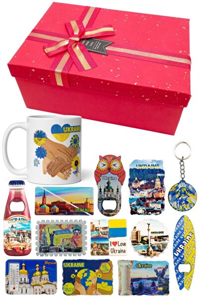 Dünyadan Hediyeler Ukrayna Hediye Kutusu 10 Parça Kupa Magnet Anahtarlık Kutu