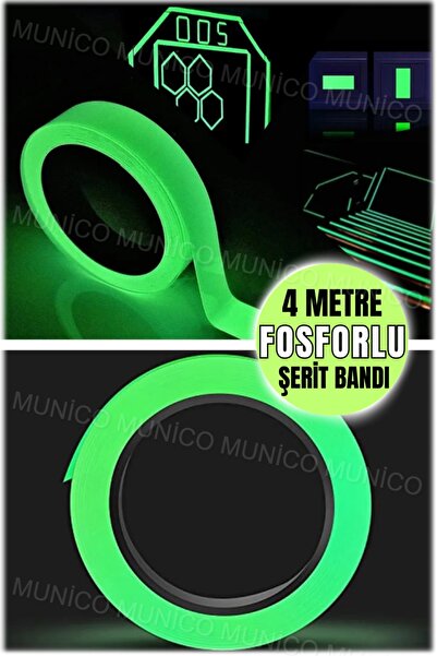 Munico Aydınlık Bant Fosforlu Evdeki Karanlık Parıltı Etiket Dekor Uyarı Etiketleri Çocuk Odası WC 4 Metre
