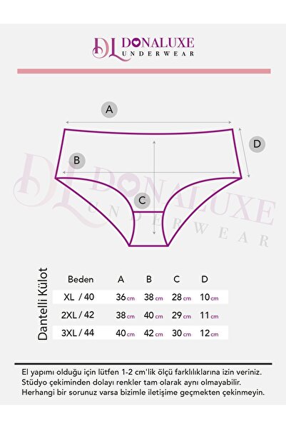 Donaluxe Kadın Külot, Kadın Dantelli Pamuklu 5'li Paket Külot Siyah Beyaz Vizon Bordo Somon