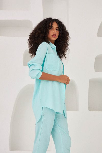 Orfeo Negro قميص كبير الحجم منقوش بجيب مزدوج