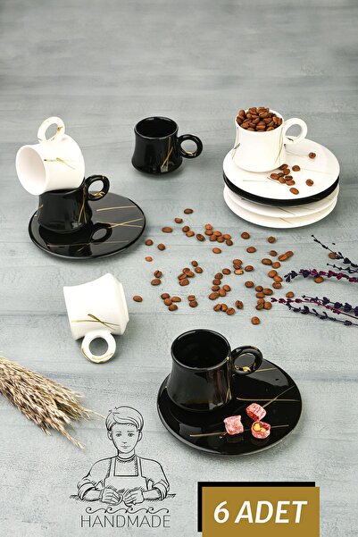 Pazarika Rıoba Kahve Fincan Takımı 6 Kişilik El Yapımı Türk Kahvesi Handmade ...