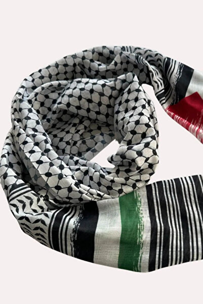 İSTANBULSTYLEMODA Шаль Пашміна з довгими бахромами та візерунком Пуші - багатоколірна FLR24315