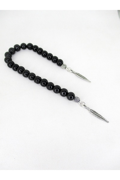 Kusakli مسبحة أونيكس زازا - مزينة بشراشيب من الريش