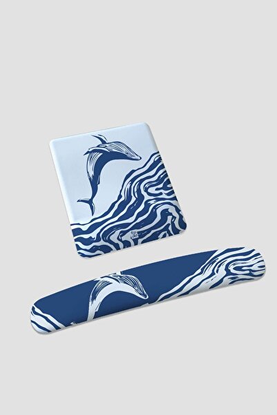 Flipped Blue Whale Bilek Destekli Mousepad ve Klavyepad