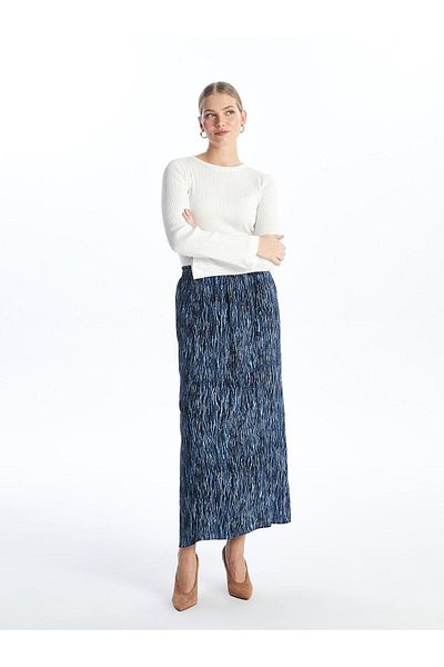 LC Waikiki LCW Grace - Fusta de dama cu imprimeu, talie elastica