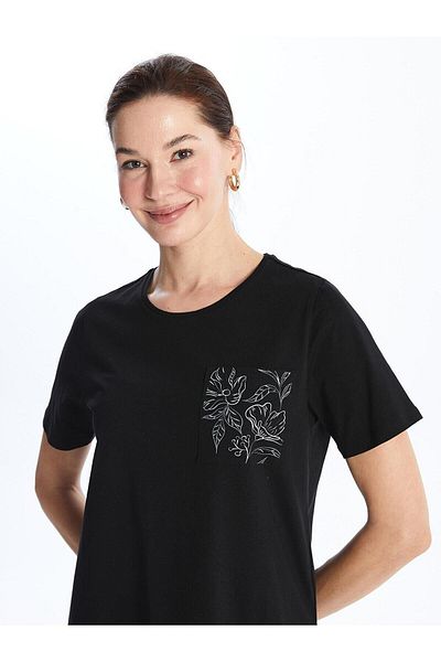 LC Waikiki Γυναικείο T-Shirt LCW Grace - Crew Neck, εμπριμέ, κοντομάνικο