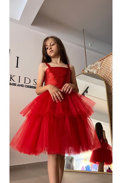 İkrabutikbursa Girl's Red Evening Dress - Comfortable and Stylish