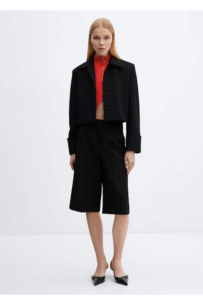 MANGO Woman Straight High Waist Bermuda Shorts