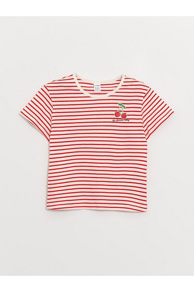 LC Waikiki Crew Neck Short Sleeve Striped Baby Girl T-Shirt (S4)