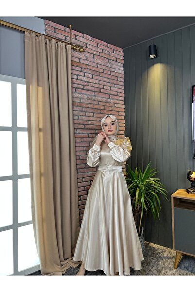 LEİLATELİER Mona Tesettür Abiye Bej