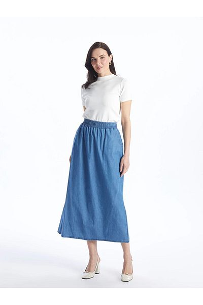 LC Waikiki Fusta de blugi pentru femei Grace Comfortable Fit, cu talie elastică