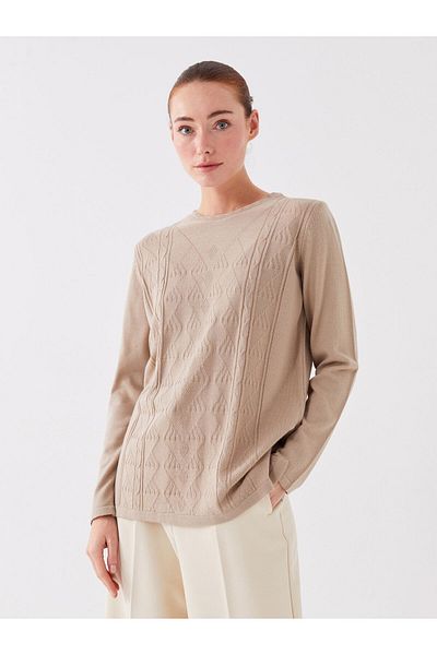 LC Waikiki Pulover de damă cu mânecă lungă și decolteu cu model