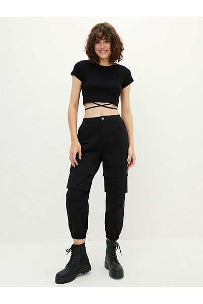 LC Waikiki Pantaloni de jogging de damă din Gabardina, cu talie normală, cu ajustare standard, cu buzunar
