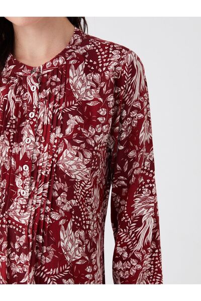 LC Waikiki Legénységi nyakú virágos, hosszú ujjú női ruha