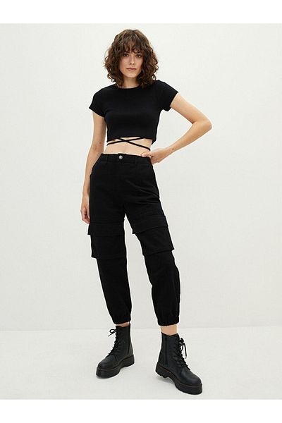 LC Waikiki Pantaloni de jogging de damă din Gabardina, cu talie normală, cu ajustare standard, cu buzunar