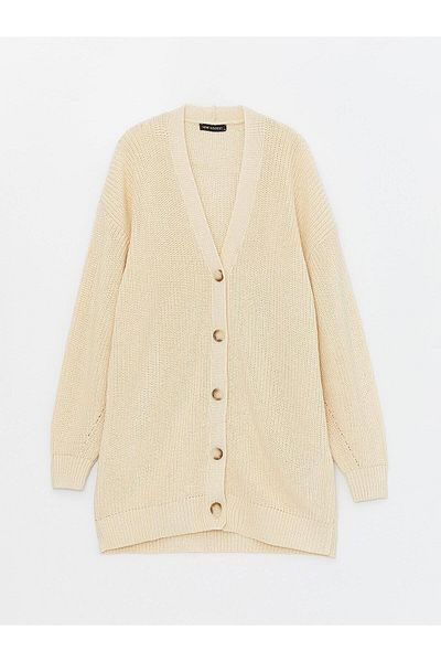 LC Waikiki LCW Modest - V-Neck Long Sleeve Knitwear Women's Cardigan
