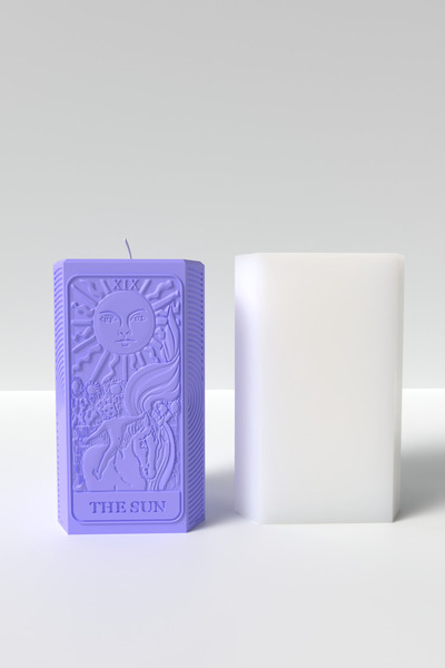 Cageartstudio Desenli Tarot Güneş Kartı Mum Silikon Kalıp -  The Sun Tarot Ka...