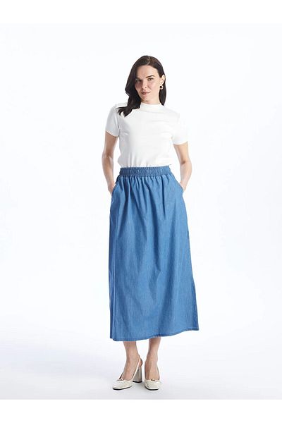 LC Waikiki Fusta de blugi pentru femei Grace Comfortable Fit, cu talie elastică