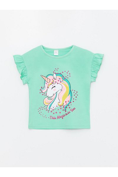 LC Waikiki Crew Neck Short Sleeve Printed Baby Girl T-Shirt, Pack of 2