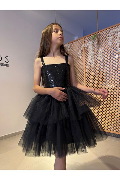İkrabutikbursa Girl's Black Evening Dress - Elegant and Comfortable