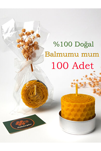 Petekoğlu Balmumu Mum 100 Adet  Tealight Nikah Şekeri, Kına , Düğün , Yeni Do...