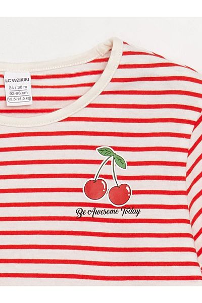 LC Waikiki Crew Neck Short Sleeve Striped Baby Girl T-Shirt (S4)