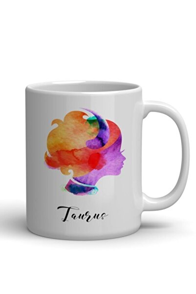 MapavriShop كوب أبيض مطبوع عليه برج الثور، إكسسوار مشروبات أنيق ولطيف