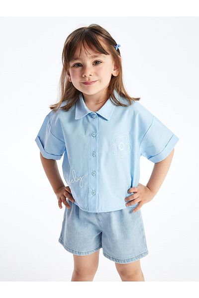 LC Waikiki Short Sleeve Embroidered Baby Girl Shirt