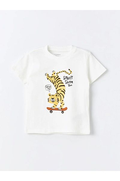 LC Waikiki LCW baby Baby Boy Crew Neck Printed T-Shirt and Shorts 2-Piece Set
