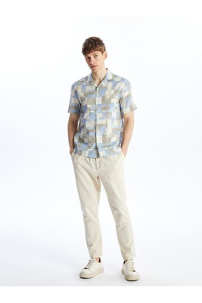 LC Waikiki LCW Casual Regular Fit Short Sleeve Patterned Poplin Men's Shirt