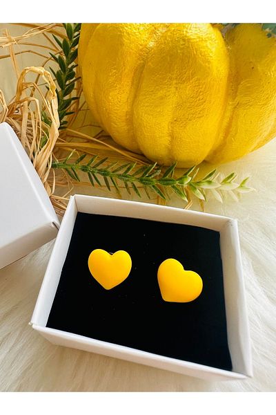 1PARÇAMAVİ Heart Transparent Invisible Clip Children's Earrings - Non-perforated Ear