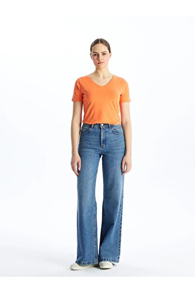 LC Waikiki LCWAIKIKI Classic V-Neck Solid Short Sleeve Women's T-Shirt