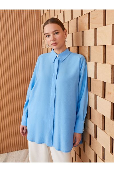 LC Waikiki Tunica de dama oversize - guler camasa, uni, maneca lunga