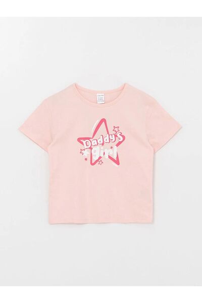 LC Waikiki Tricou pentru fetițe cu mânecă scurtă și imprimeu LCW baby Crew Ne...