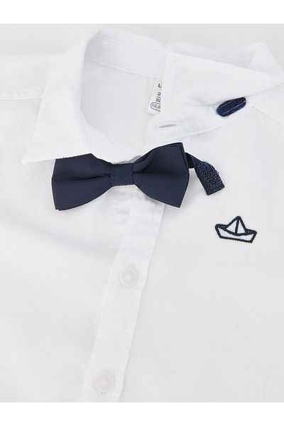 LC Waikiki Short Sleeve Embroidery Detailed Baby Boy Shirt and Bow Tie, Pack of 2