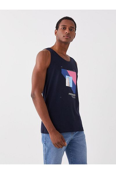 LC Waikiki LCW Casual Crew Neck Printed Combed Cotton Men's Sleeveless T-Shirt