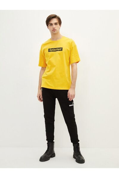 LC Waikiki Oversize Crew Neck Short Sleeve Printed Combed Cotton Men's T-Shirt