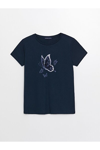 LC Waikiki Γυναικείο - Μπλουζάκι με κοντό μανίκι με στάμπα με λαιμόκοψη