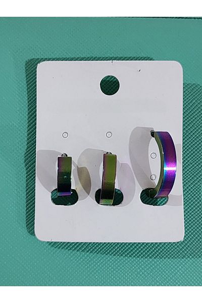 Aylish Bijuteri Hologram Detailed Earrings in Triple Steel