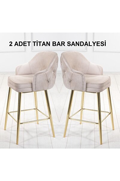 Pİ MOBİLYA 2 Adet Titan Ada Mutfak Ve Bar Sandalyesi - Bar Taburesi - Silineb...