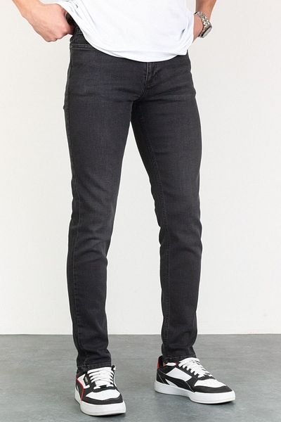 HLT JEANS Jeffrey Grinded Slim Fit antracitové džíny