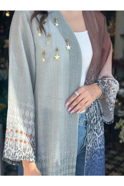fiore fashion Colorful Linen Kaftan Abaya Islam Ferace Linen Abaya Bisht Suitable for Size 38-42.