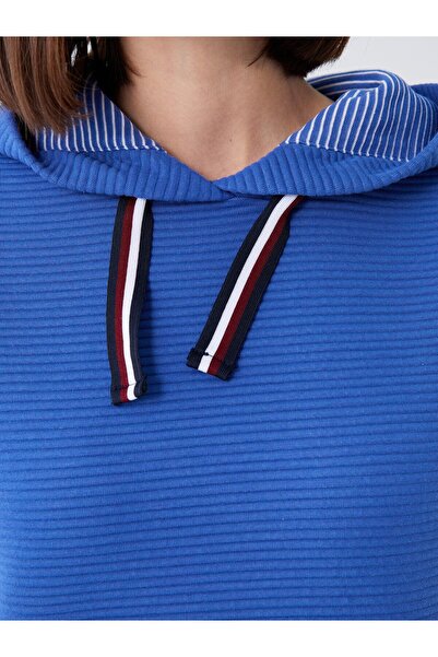 LC Waikiki Kapüşonlu Düz Uzun Kollu Kadın Sweat Elbise