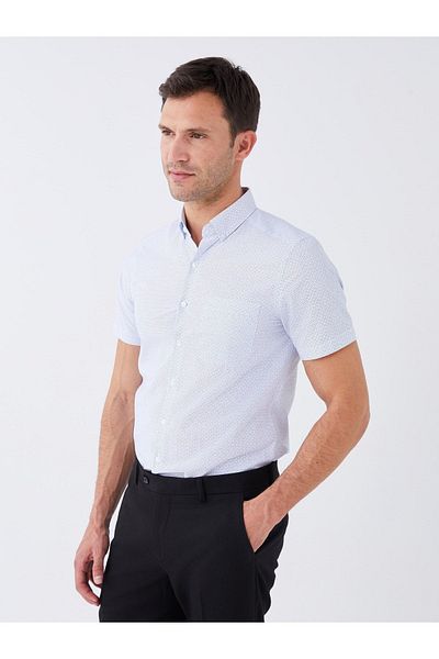 LC Waikiki Cămașă pentru bărbați slim fit cu model - mânecă scurtă