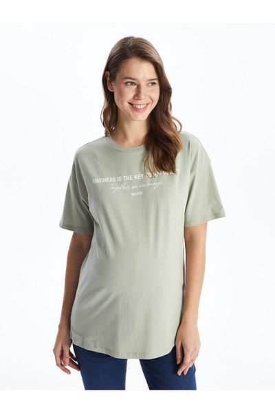 LC Waikiki Bedrucktes, kurzärmliges Oversize-Umstands-T-Shirt mit Rundhalsausschnitt
