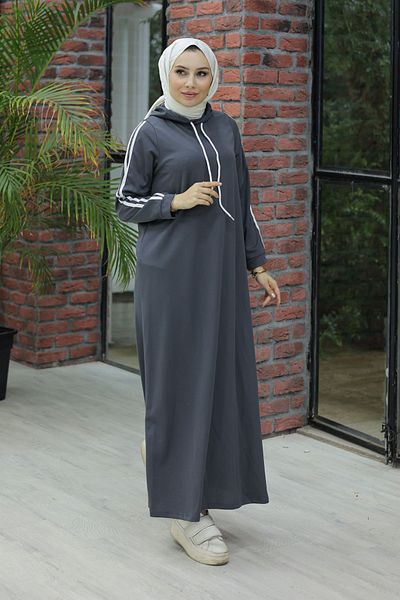 Moka Shopin Smoked Hooded and Stripe Detailed Dress - 10005.1778