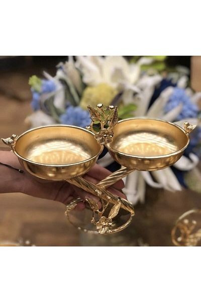 nuraccessory 2-Piece Gold Snack Bowl Luxury Presentation Bowl